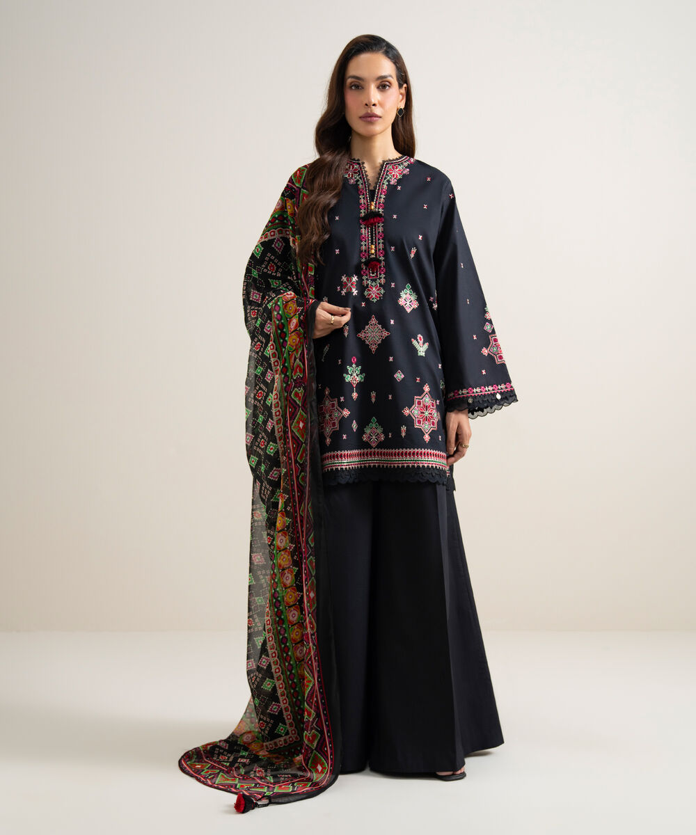 3 Piece - Embroidered Lawn Suit โ Sapphire view 3