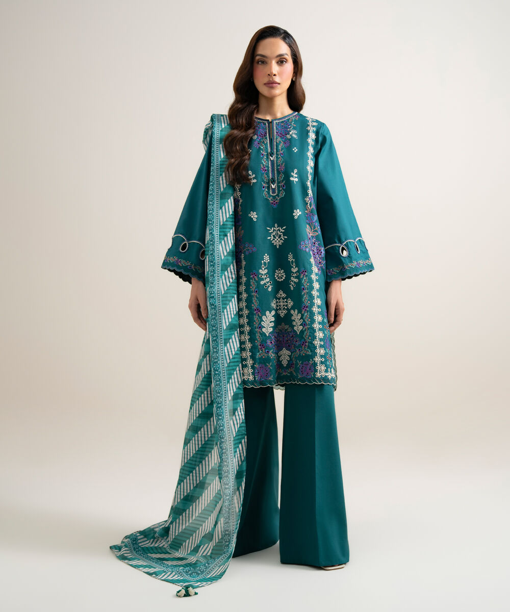 3 Piece - Embroidered Lawn Suit — Sapphire view 3