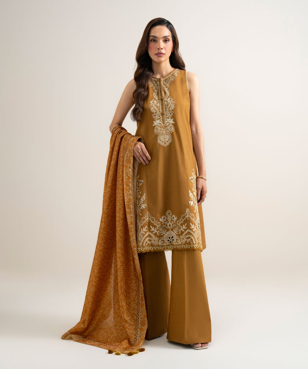 3 Piece - Embroidered Lawn Suit — Sapphire view 3