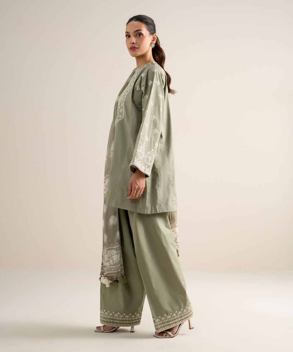 3 Piece - Embroidered Lawn Suit — Sapphire view 3