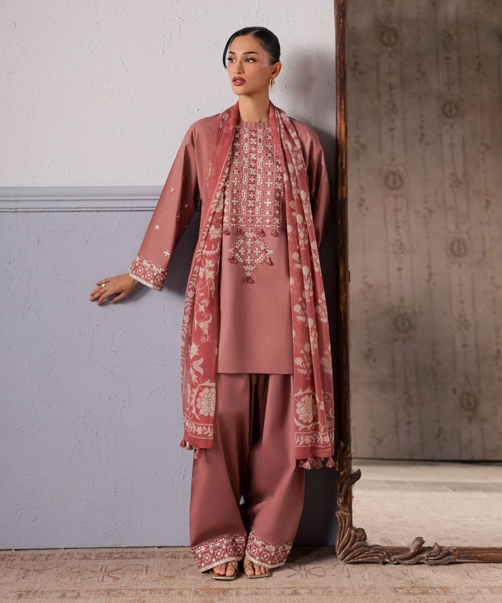 3 Piece - Embroidered Lawn Suit — Sapphire
