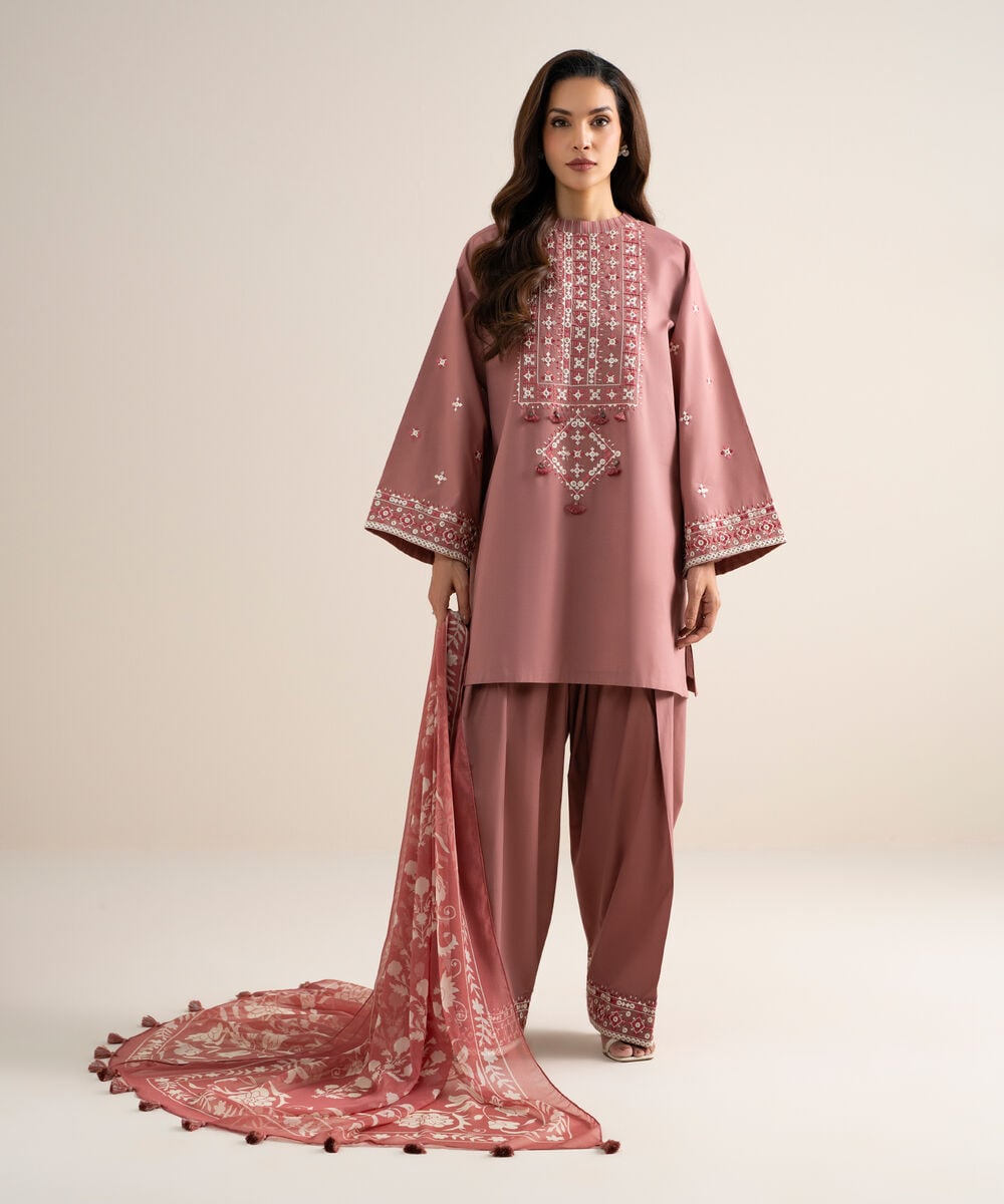 3 Piece - Embroidered Lawn Suit — Sapphire view 3