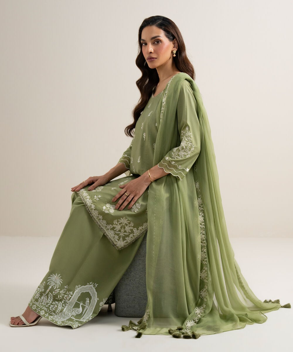 3 Piece - Embroidered Lawn Suit — Sapphire