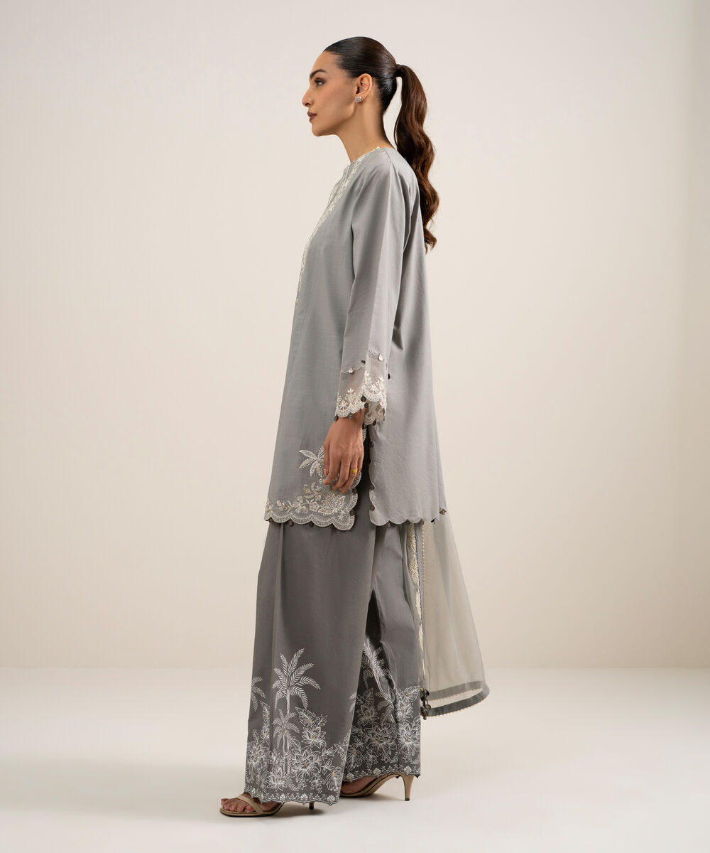 3 Piece - Embroidered Lawn Suit — Sapphire view 3