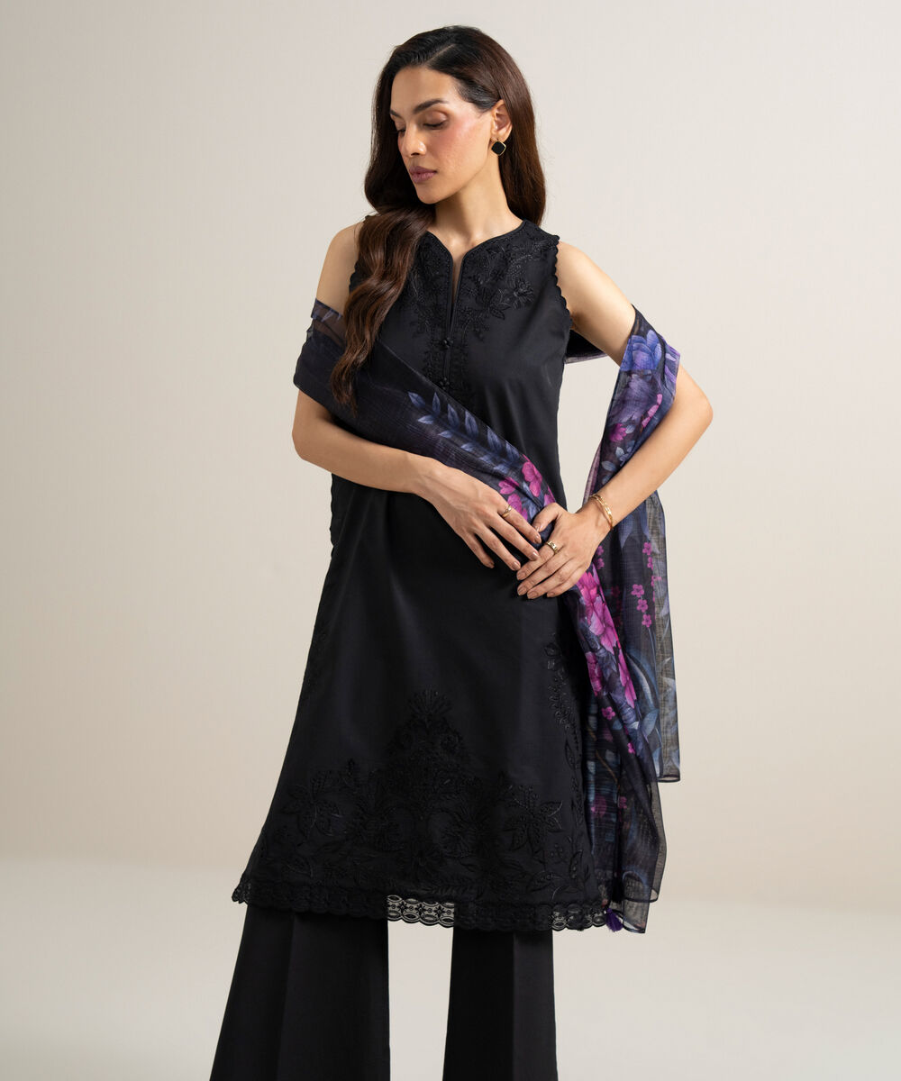 3 Piece - Embroidered Lawn Suit — Sapphire view 3