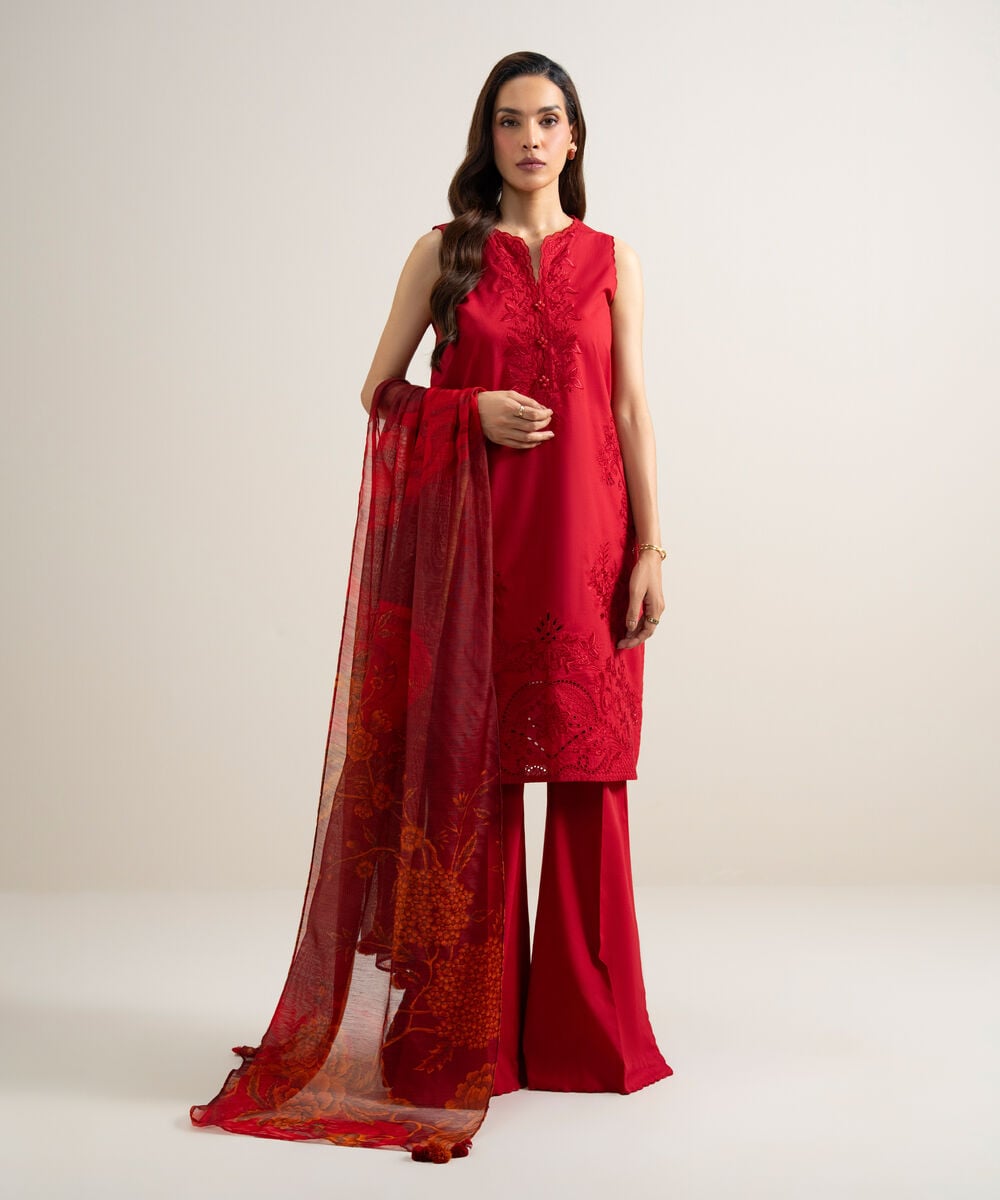 3 Piece - Embroidered Lawn Suit — Sapphire view 3