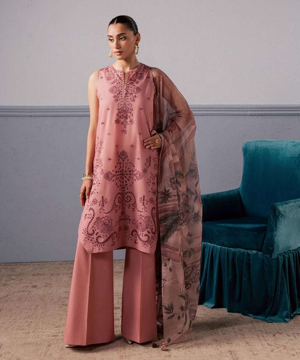 3 Piece - Embroidered Lawn Suit — Sapphire