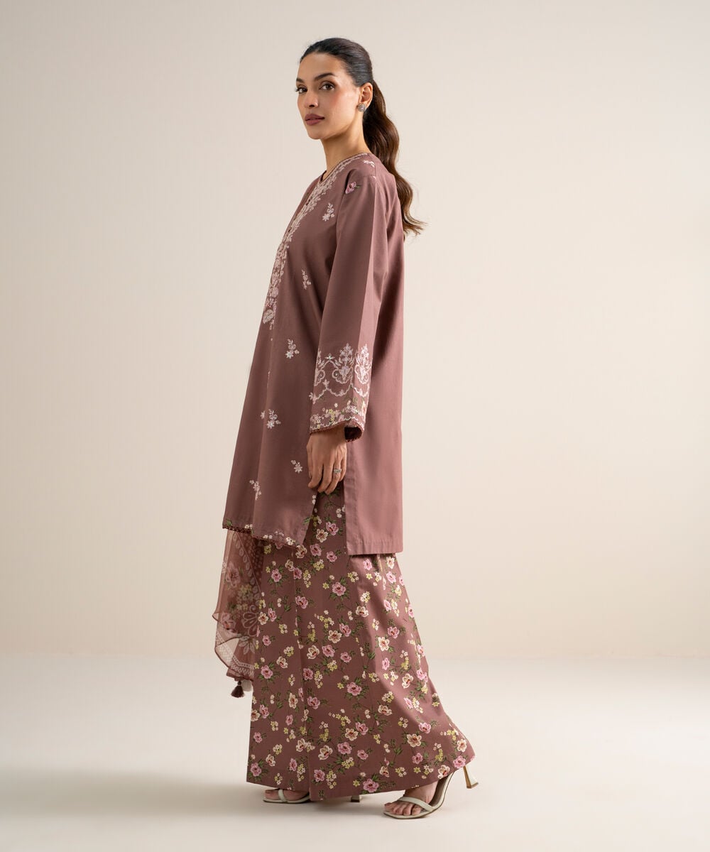 3 Piece - Embroidered Lawn Suit — Sapphire view 3