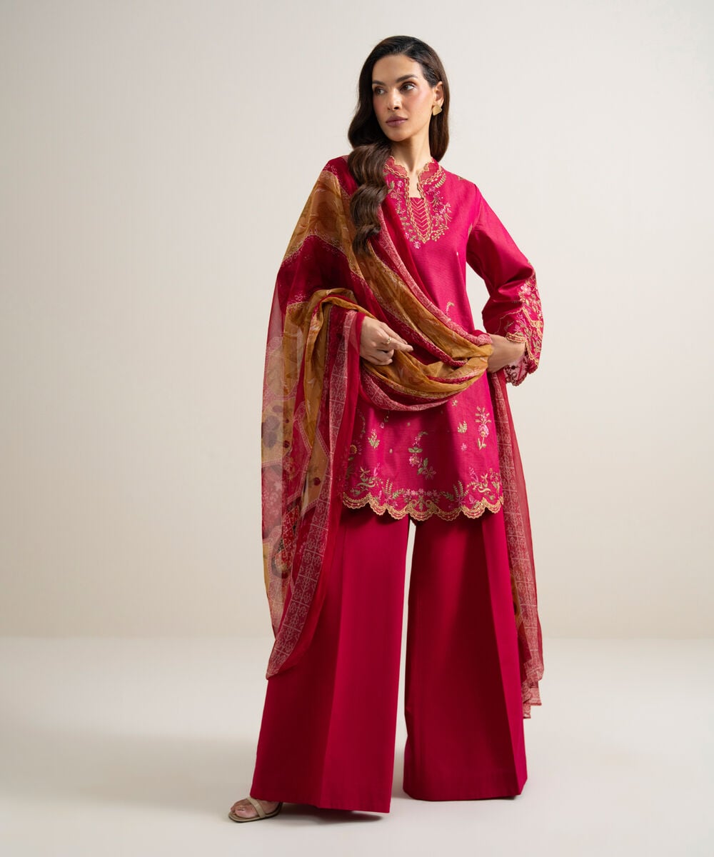 3 Piece - Embroidered Zari Lawn Suit — Sapphire