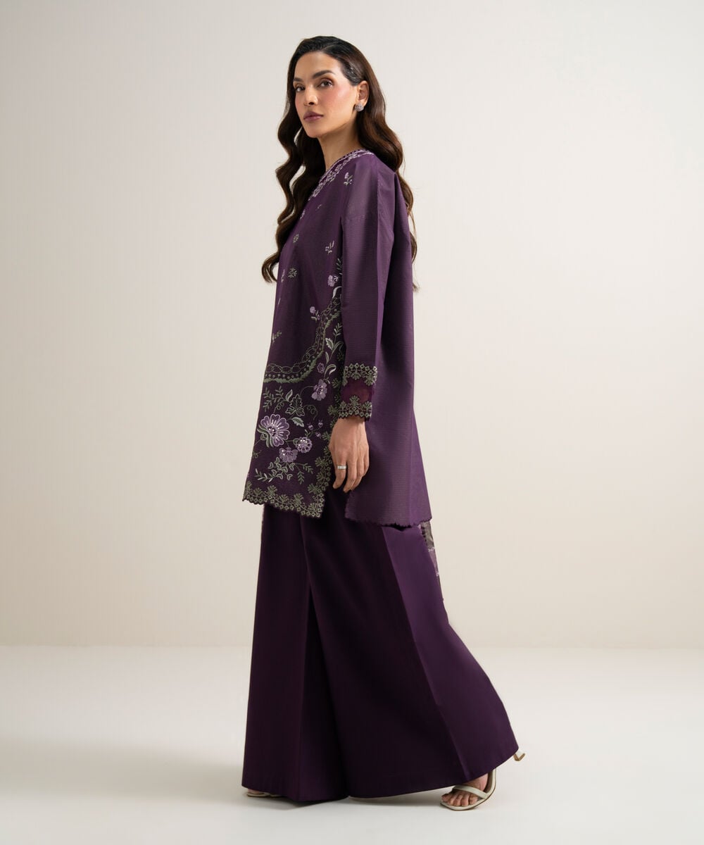 3 Piece - Embroidered Zari Lawn Suit โ Sapphire view 3