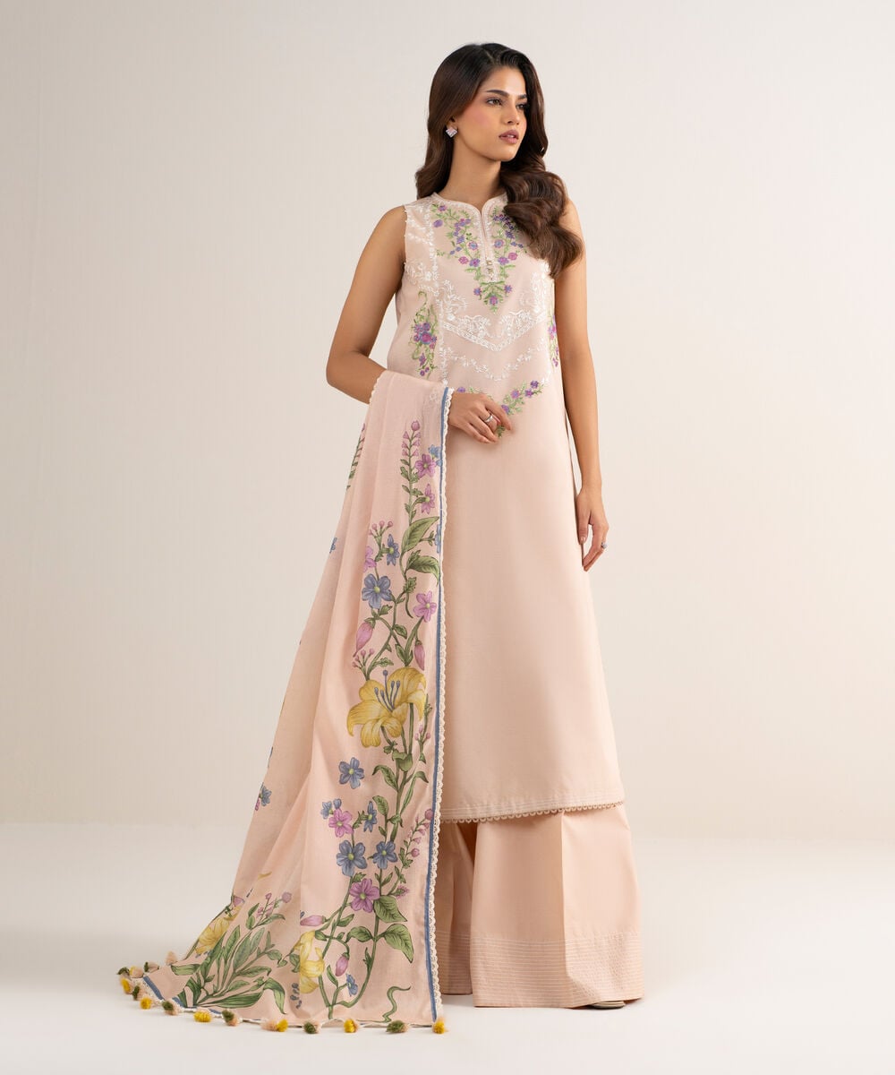 3 Piece - Embroidered Lawn Suit — Sapphire