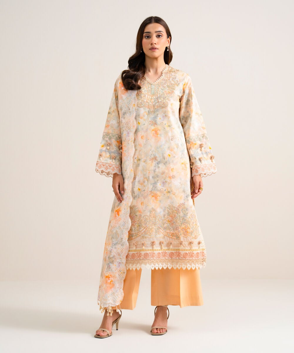 3 Piece - Embroidered Lawn Suit — Sapphire