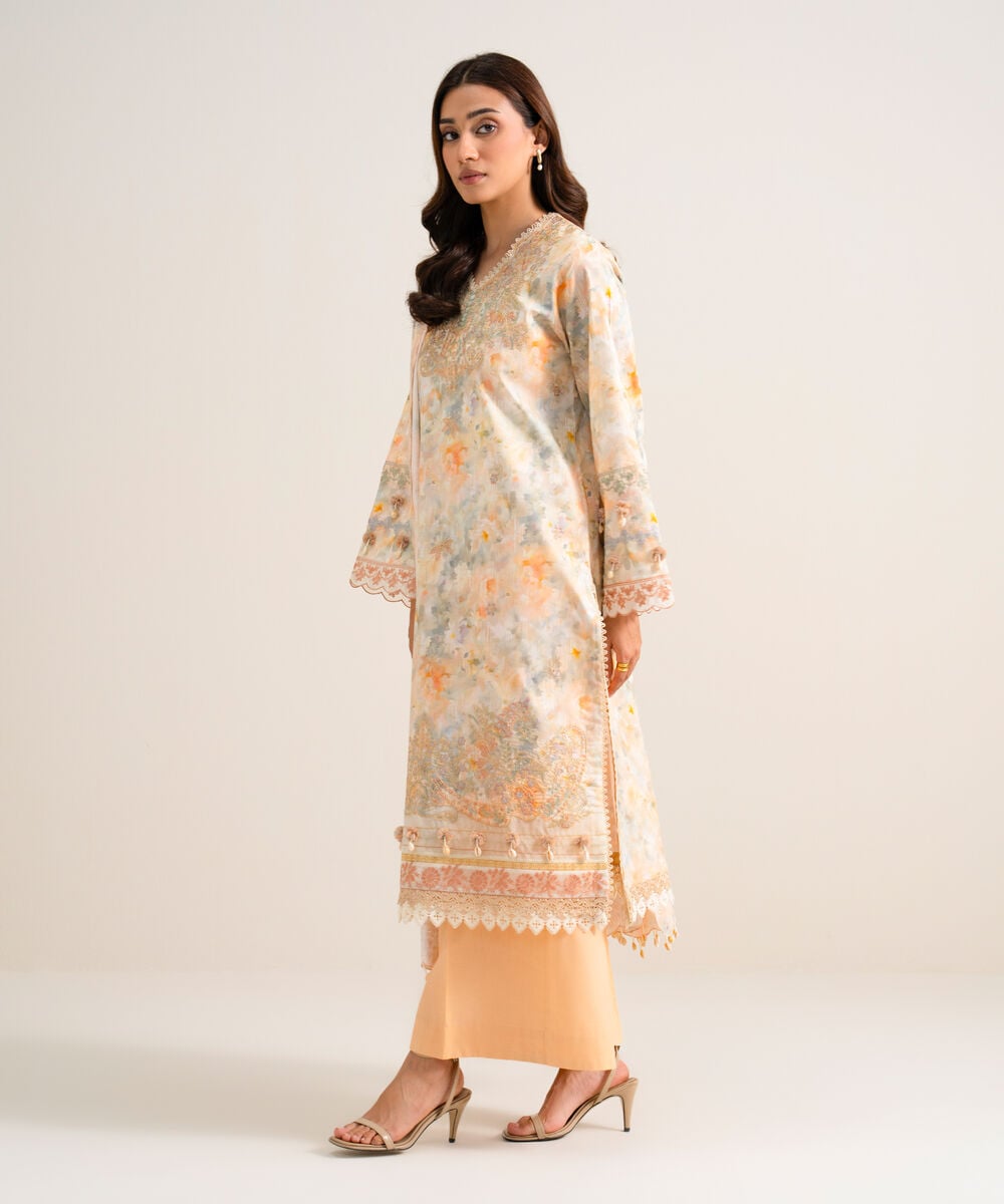 3 Piece - Embroidered Lawn Suit — Sapphire view 3