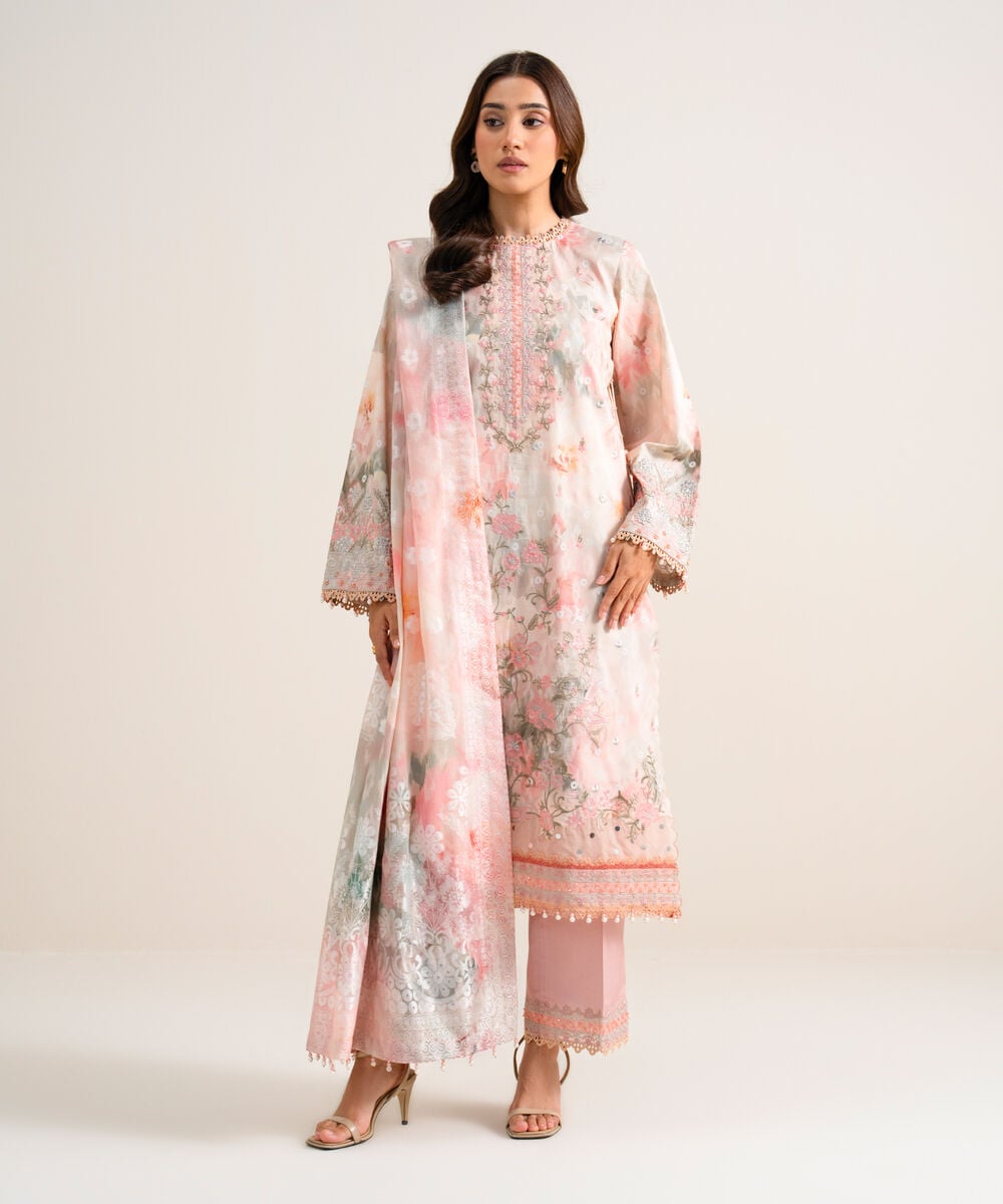 3 Piece - Embroidered Lawn Suit — Sapphire