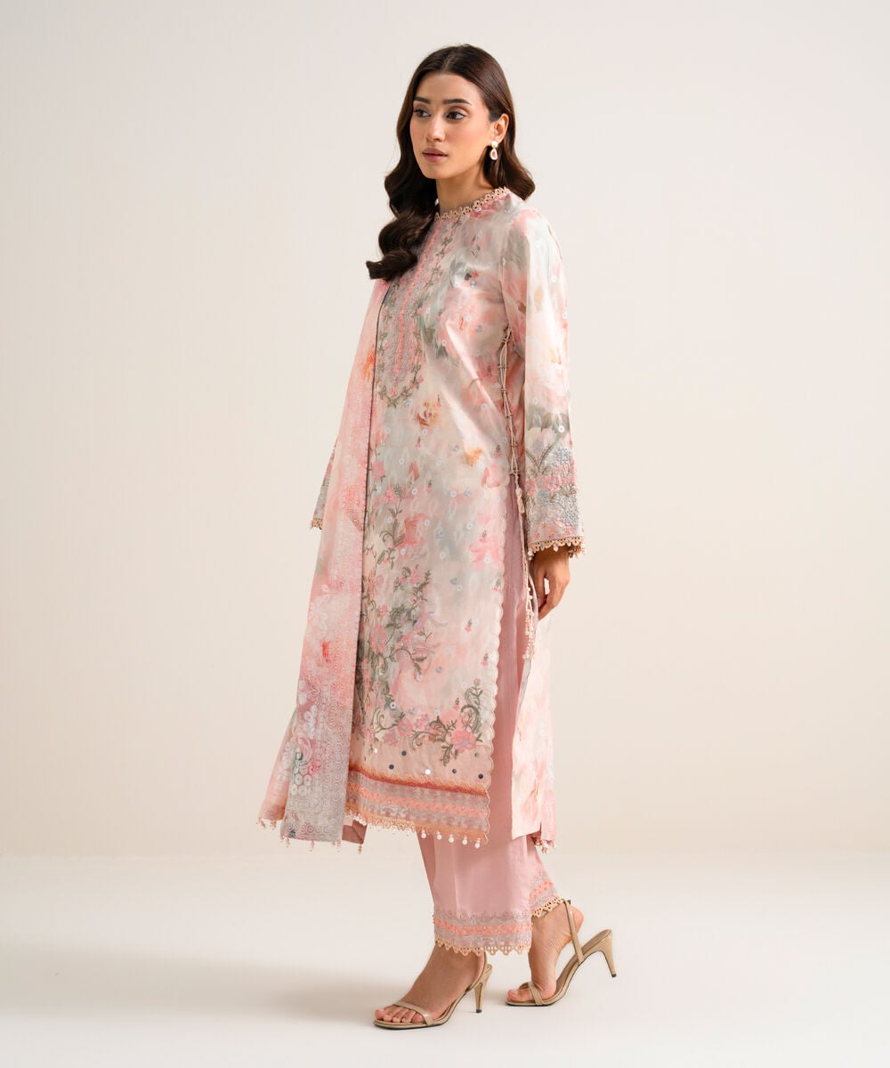 3 Piece - Embroidered Lawn Suit — Sapphire view 3