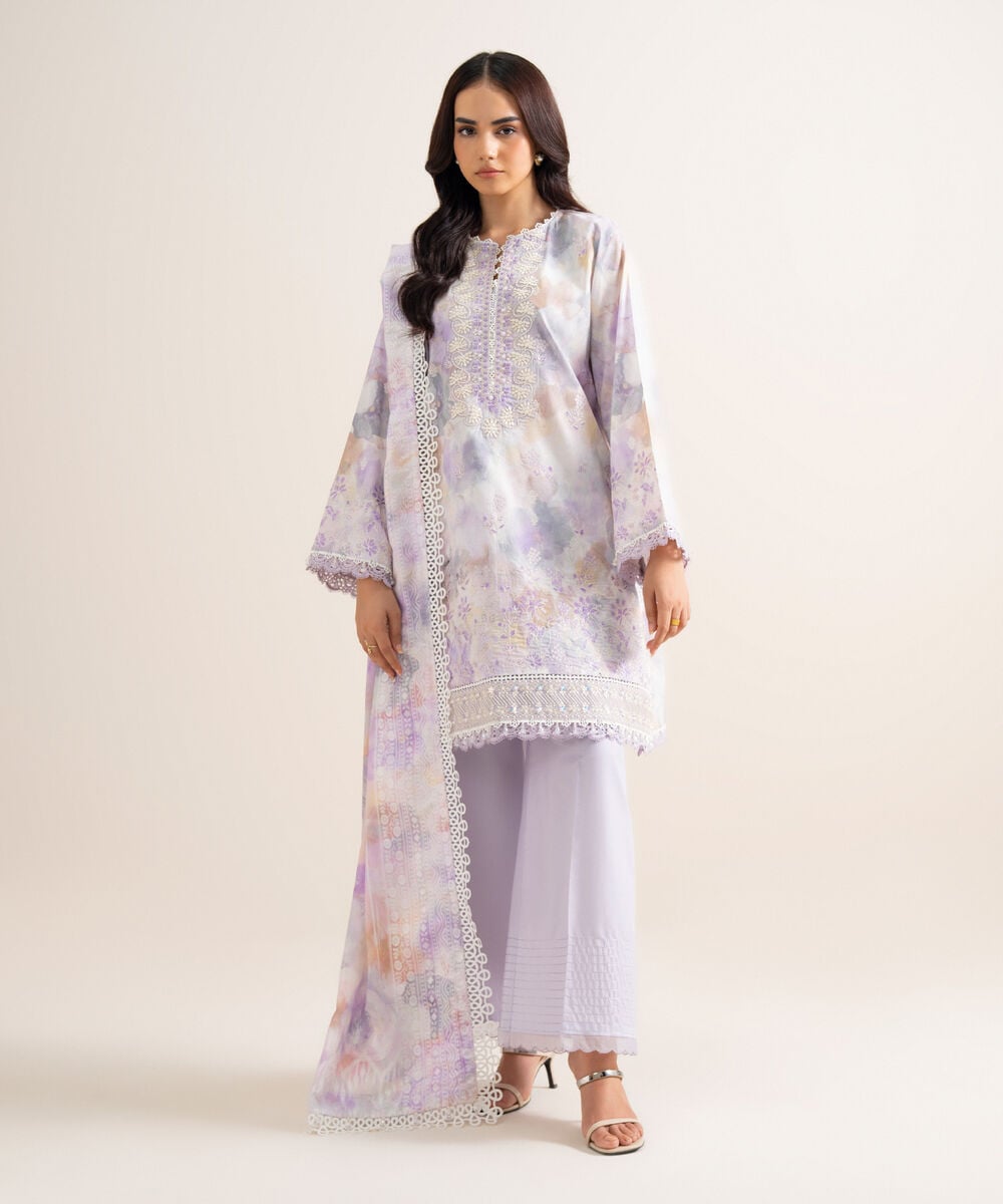 3 Piece - Embroidered Lawn Suit — Sapphire