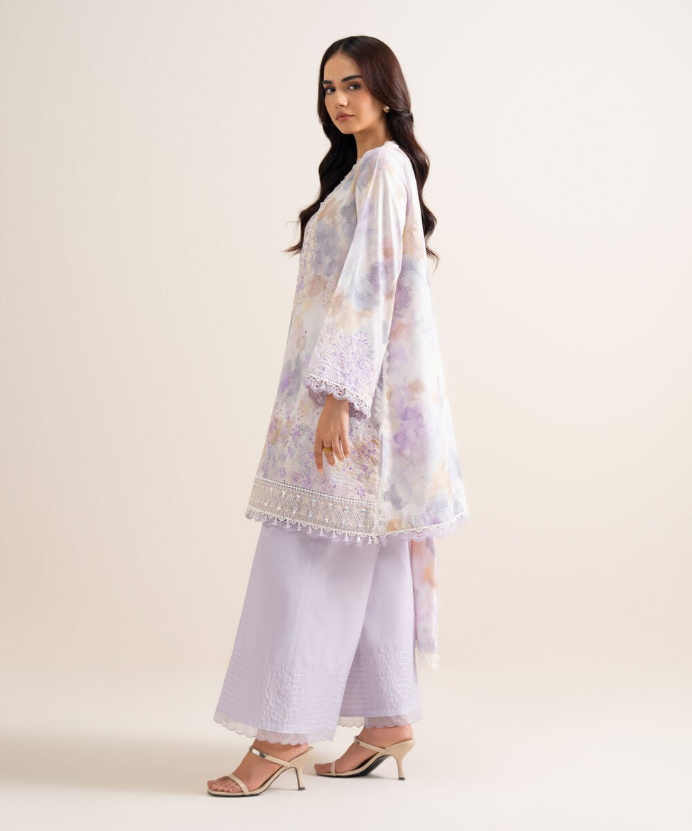 3 Piece - Embroidered Lawn Suit — Sapphire view 3