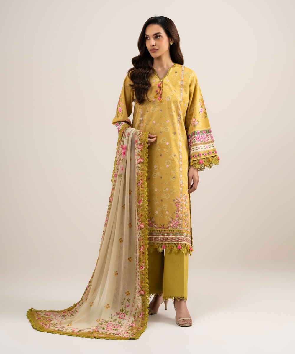 3 Piece - Embroidered Lawn Suit — Sapphire