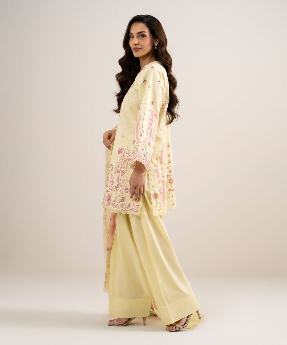 3 Piece - Embroidered Lawn Suit — Sapphire view 3