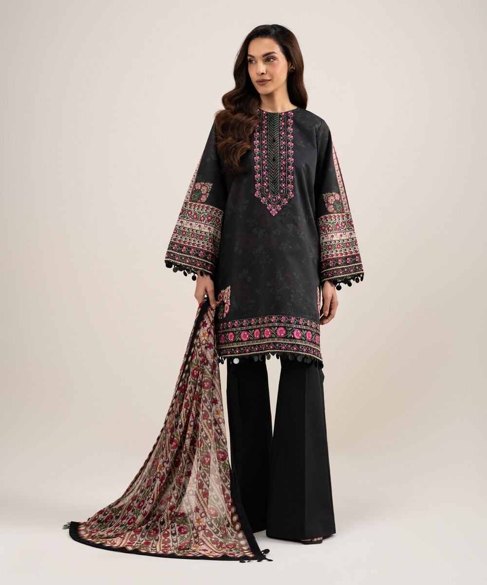 3 Piece - Embroidered Lawn Suit — Sapphire view 3