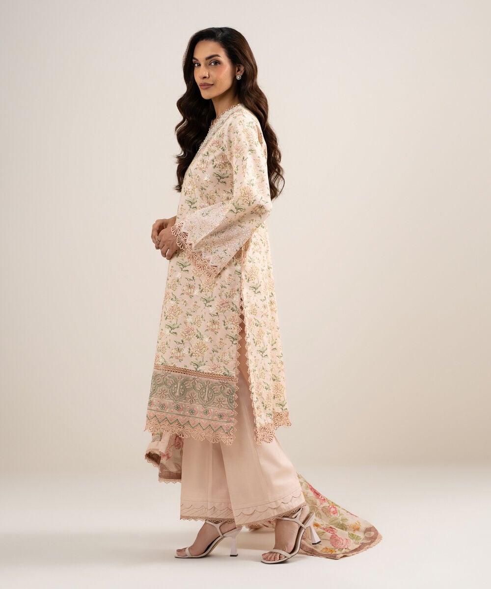 3 Piece - Embroidered Lawn Suit — Sapphire view 3