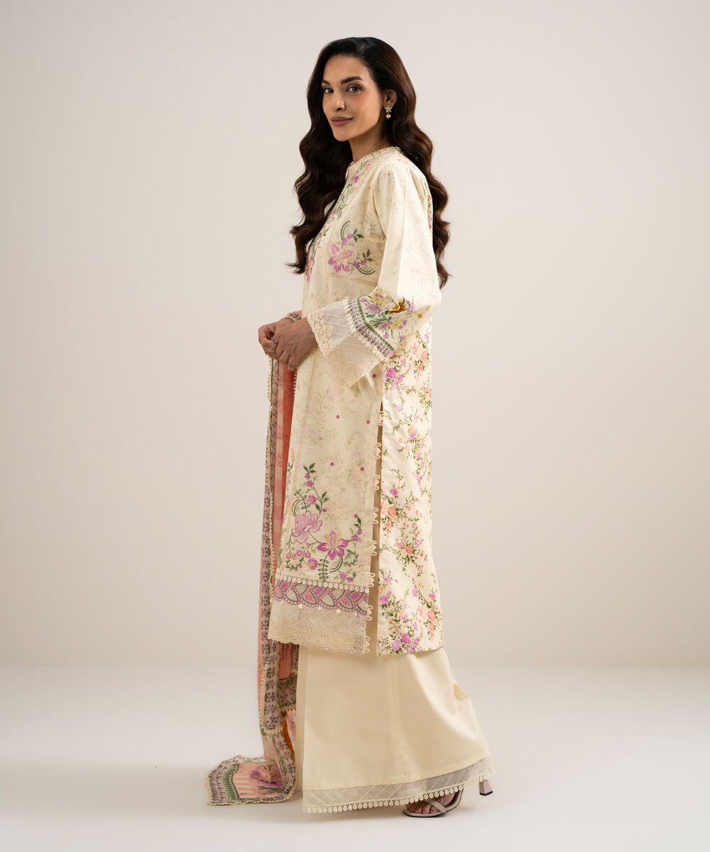 3 Piece - Embroidered Lawn Suit — Sapphire view 3