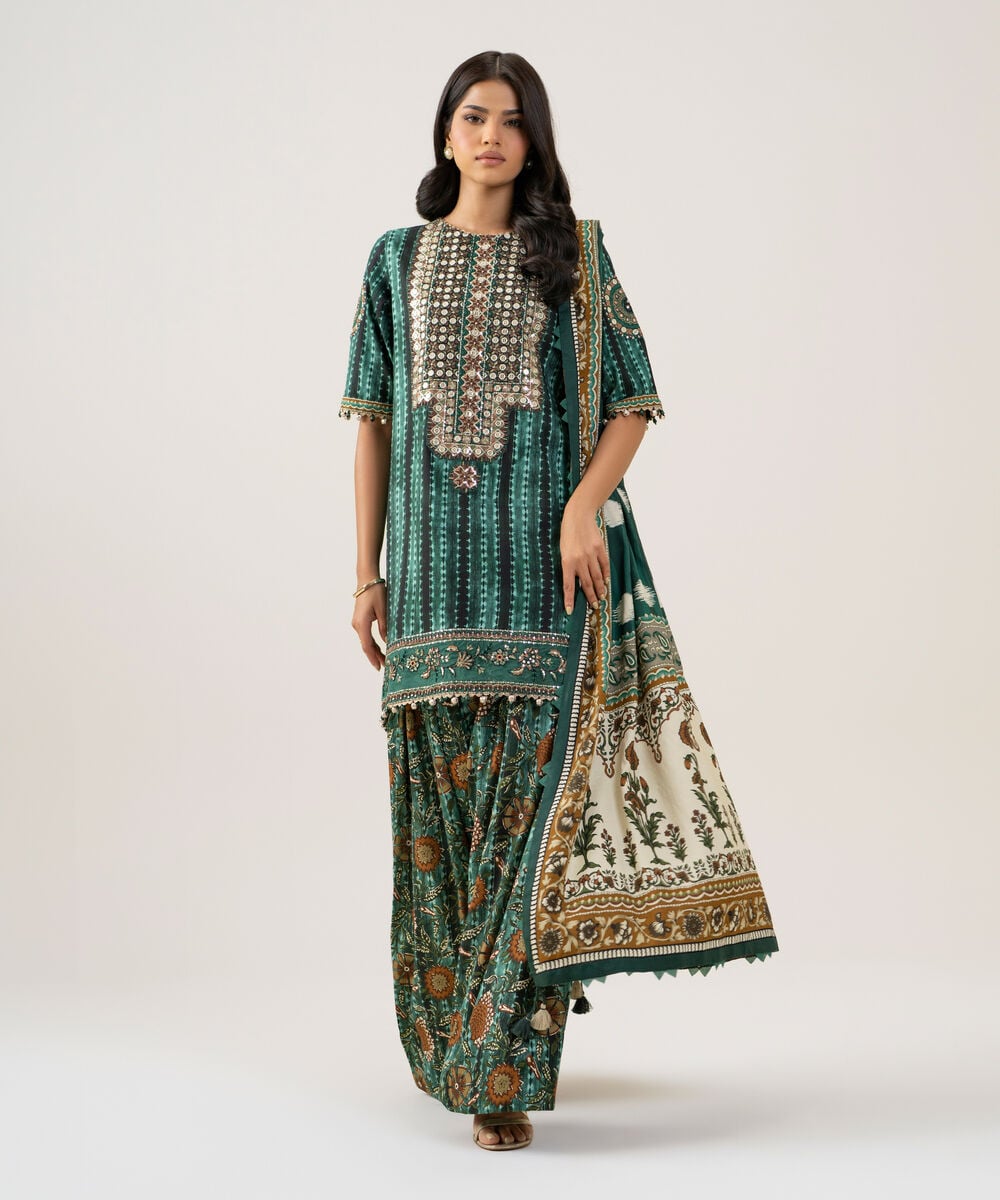 3 Piece - Embroidered Linen Suit — Sapphire view 3