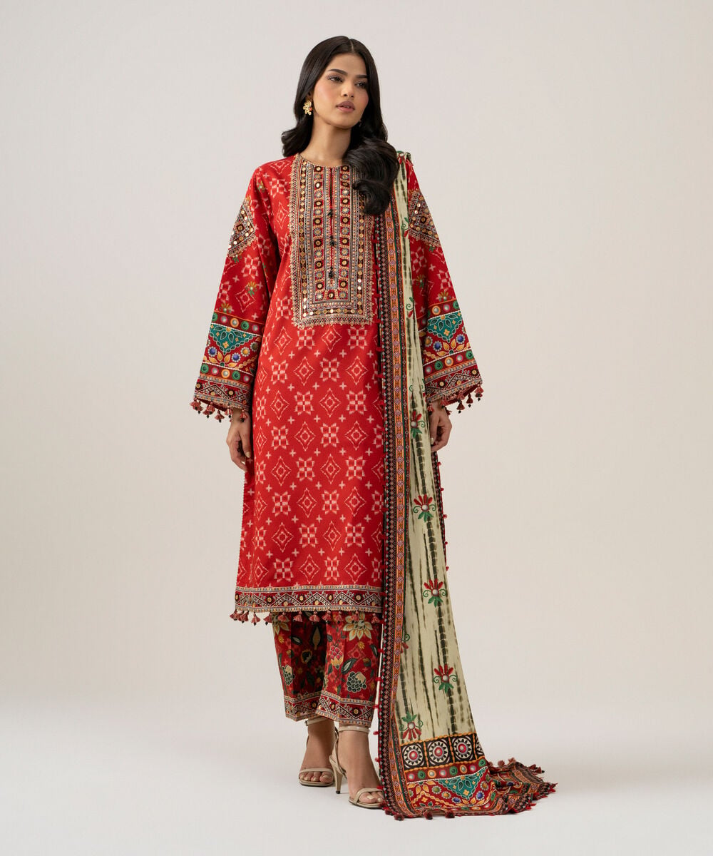 3 Piece - Embroidered Linen Suit — Sapphire