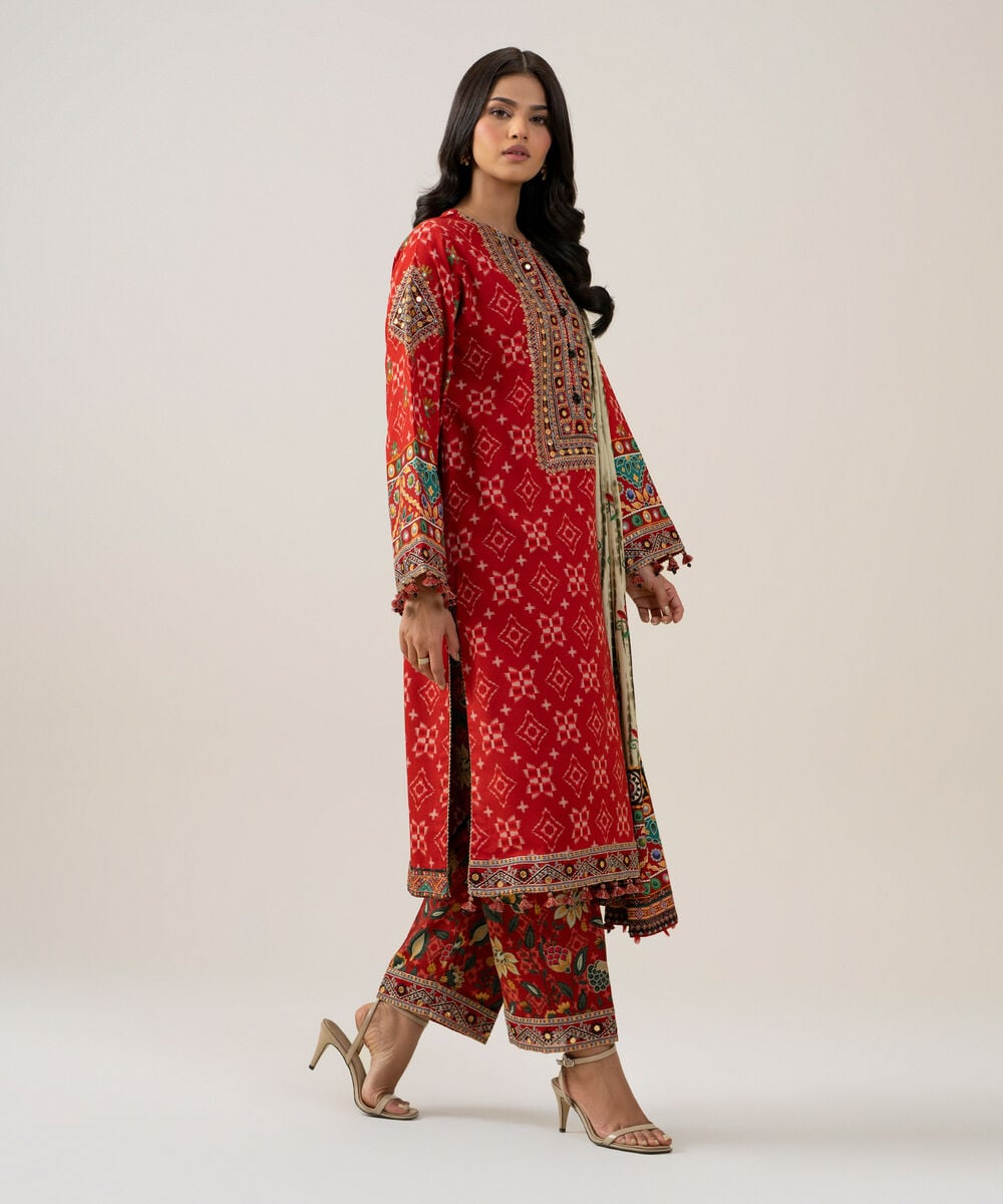 3 Piece - Embroidered Linen Suit — Sapphire view 3