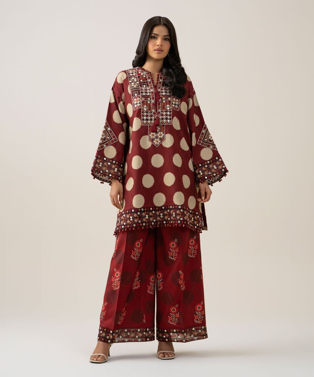 2 Piece - Embroidered Linen Suit — Sapphire