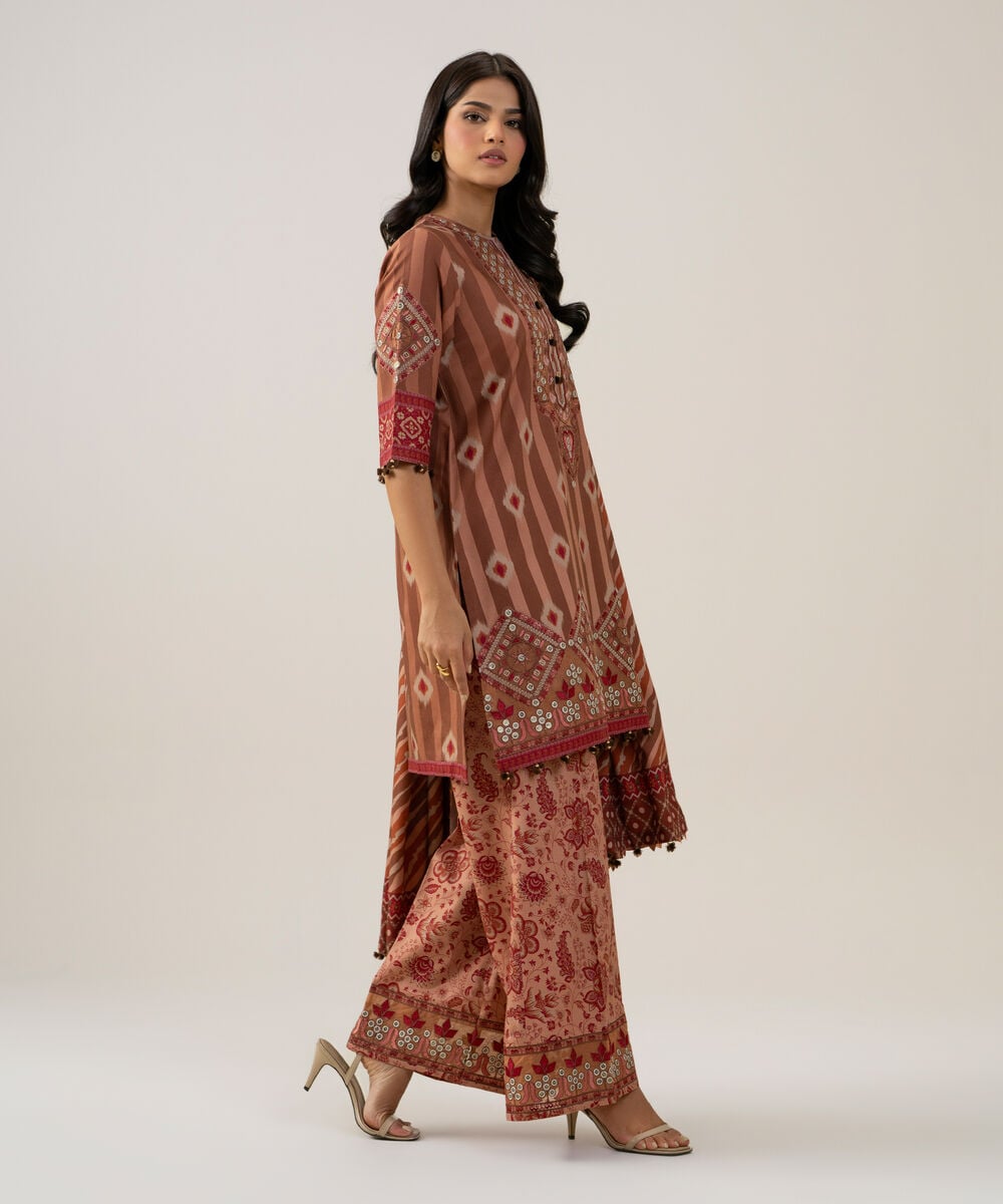 3 Piece - Embroidered Linen Suit — Sapphire view 3