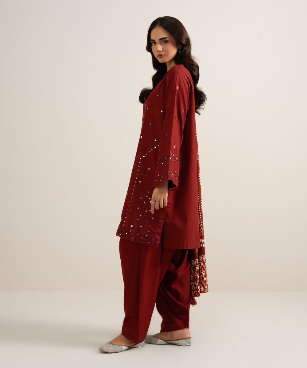 3 Piece - Embroidered Linen Suit — Sapphire view 3