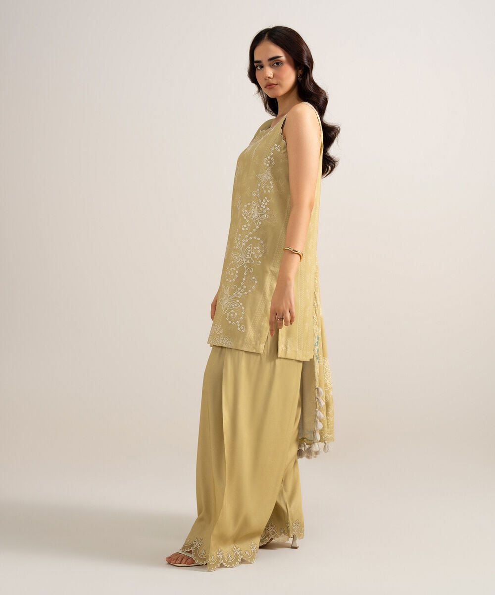 3 Piece - Embroidered Linen Suit — Sapphire view 3