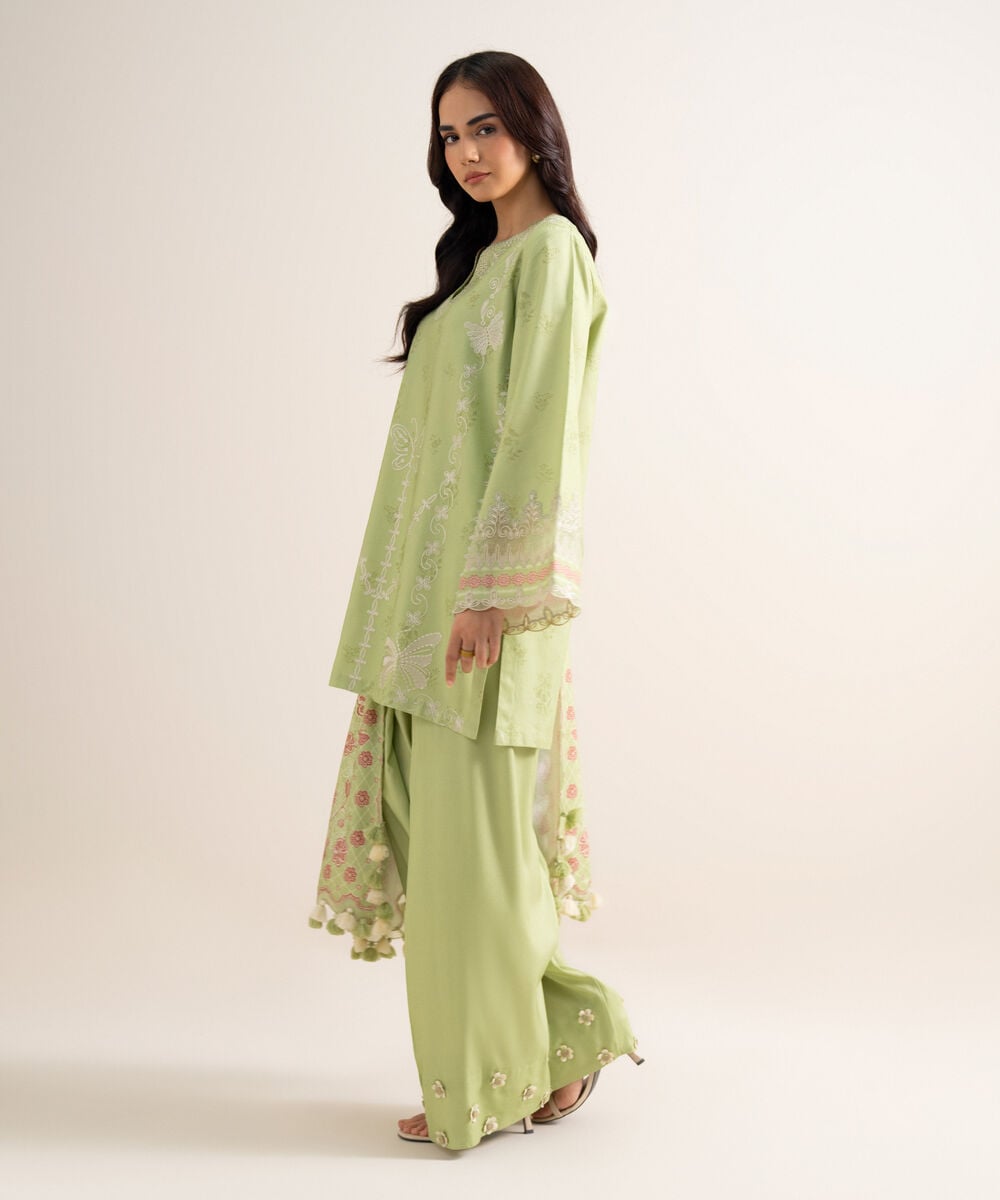 3 Piece - Embroidered Linen Suit — Sapphire view 3