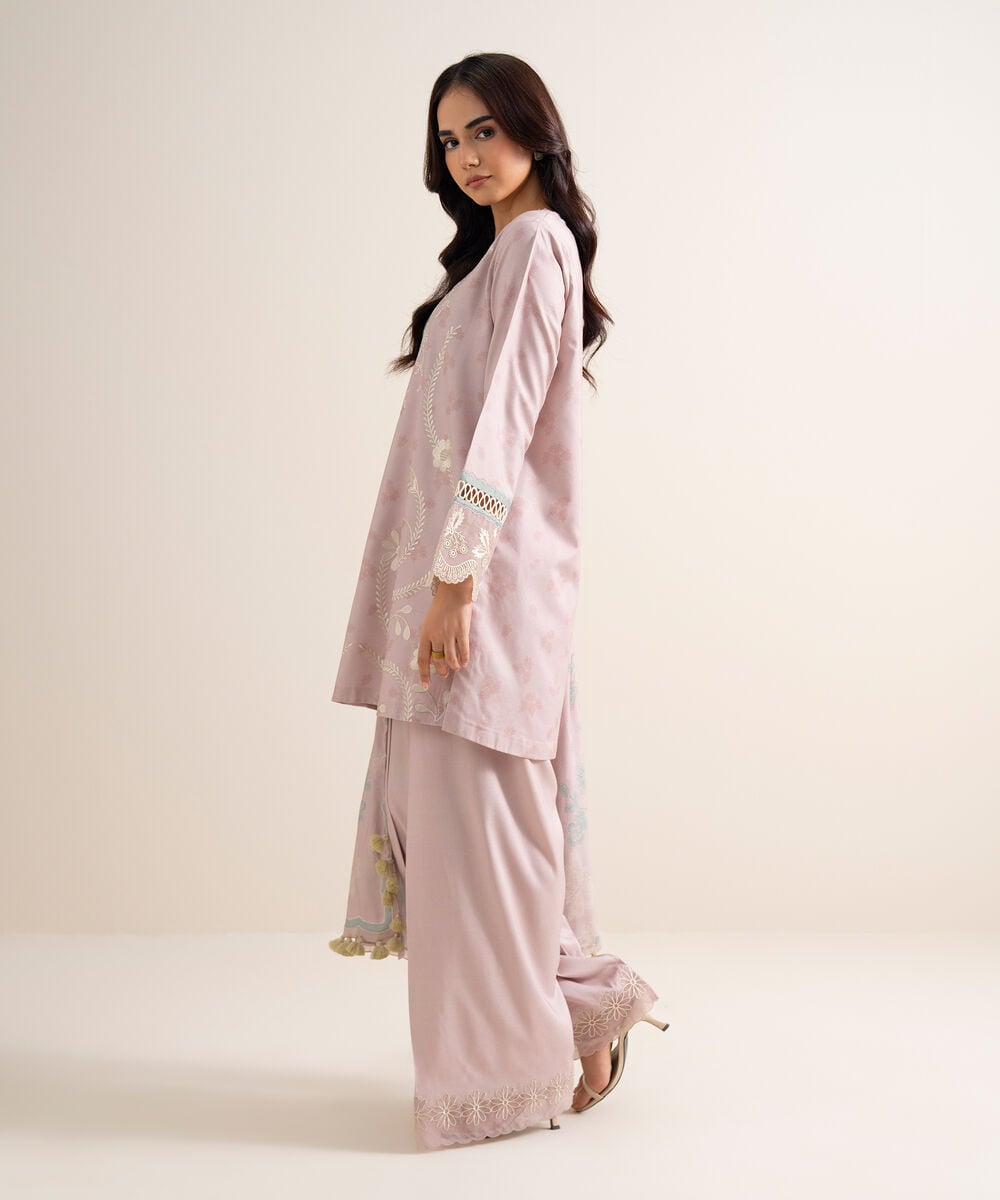 3 Piece - Embroidered Linen Suit — Sapphire view 3