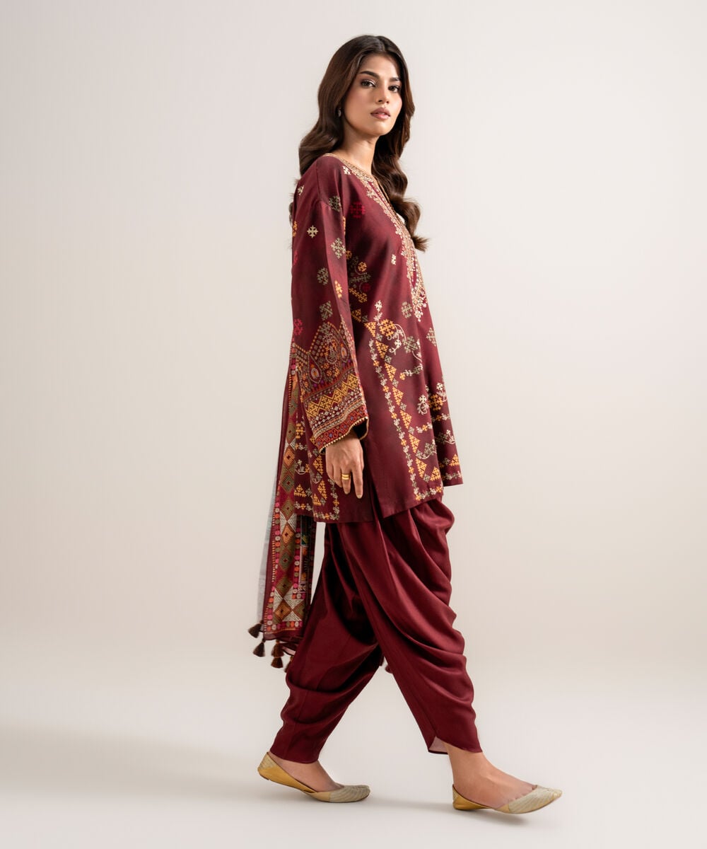 3 Piece - Embroidered Linen Suit — Sapphire view 3