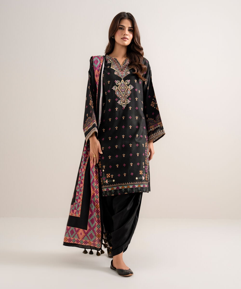 3 Piece - Embroidered Linen Suit — Sapphire