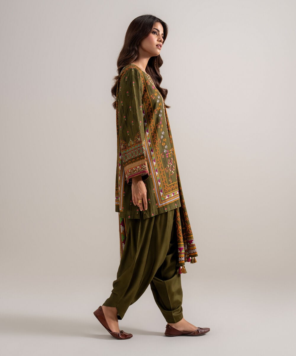 3 Piece - Embroidered Linen Suit — Sapphire view 3