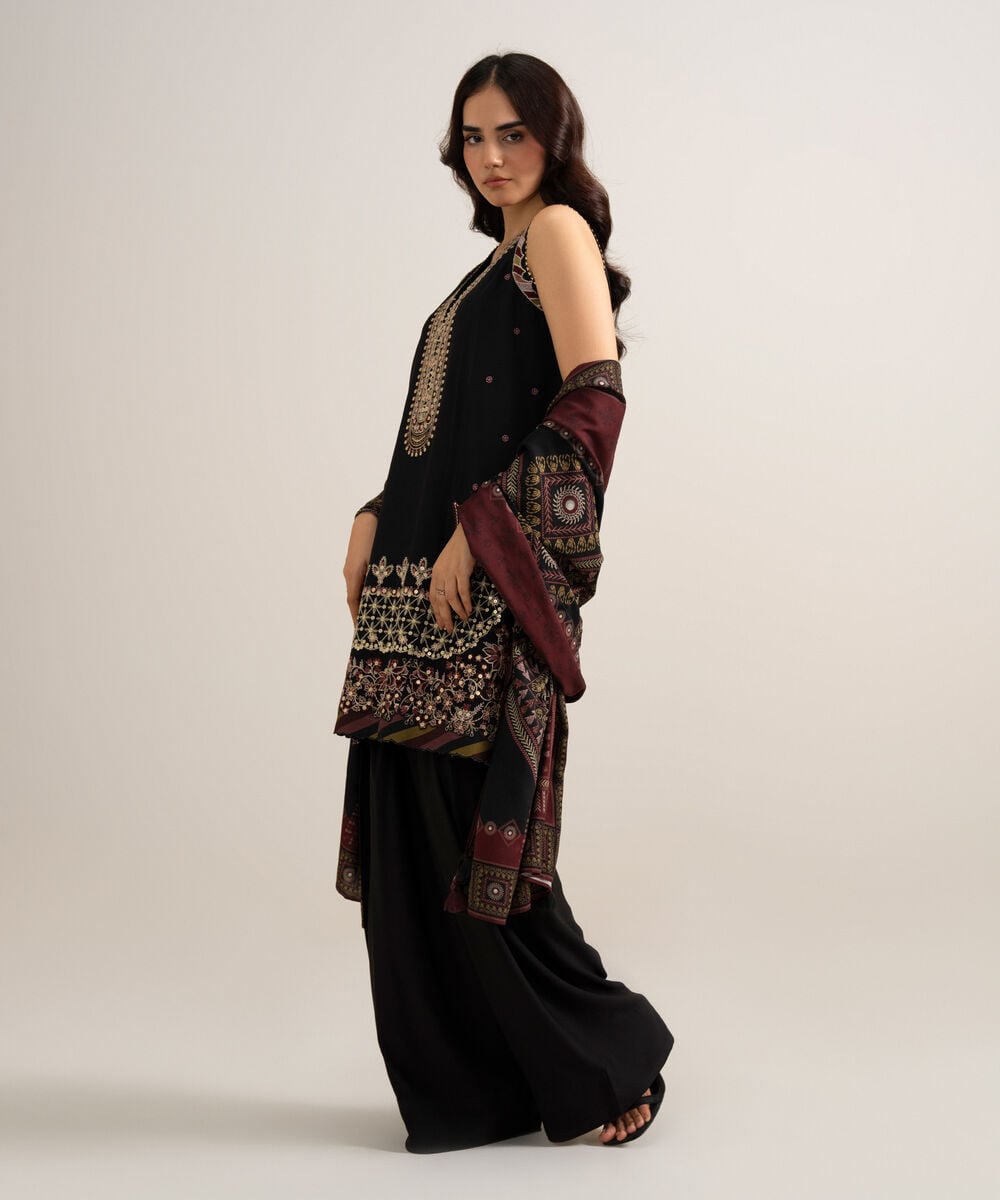 3 Piece - Embroidered Linen Suit — Sapphire view 3