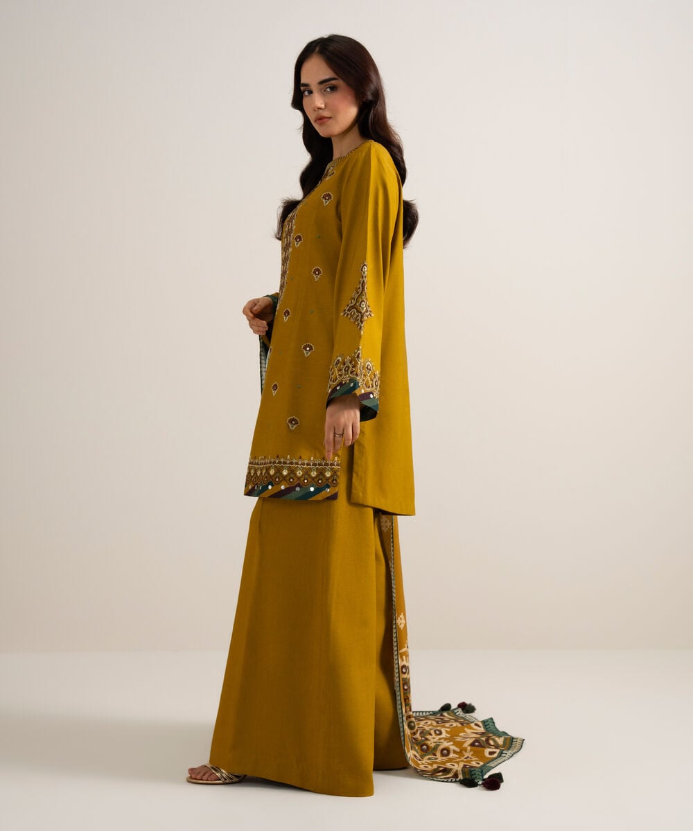 3 Piece - Embroidered Linen Suit — Sapphire view 3