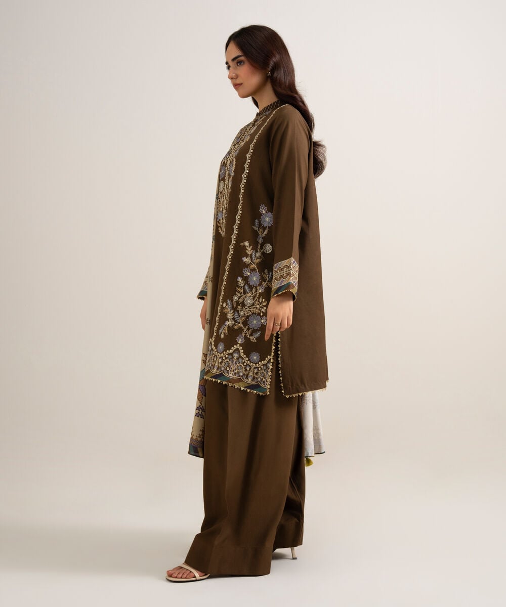 3 Piece - Embroidered Linen Suit — Sapphire view 3