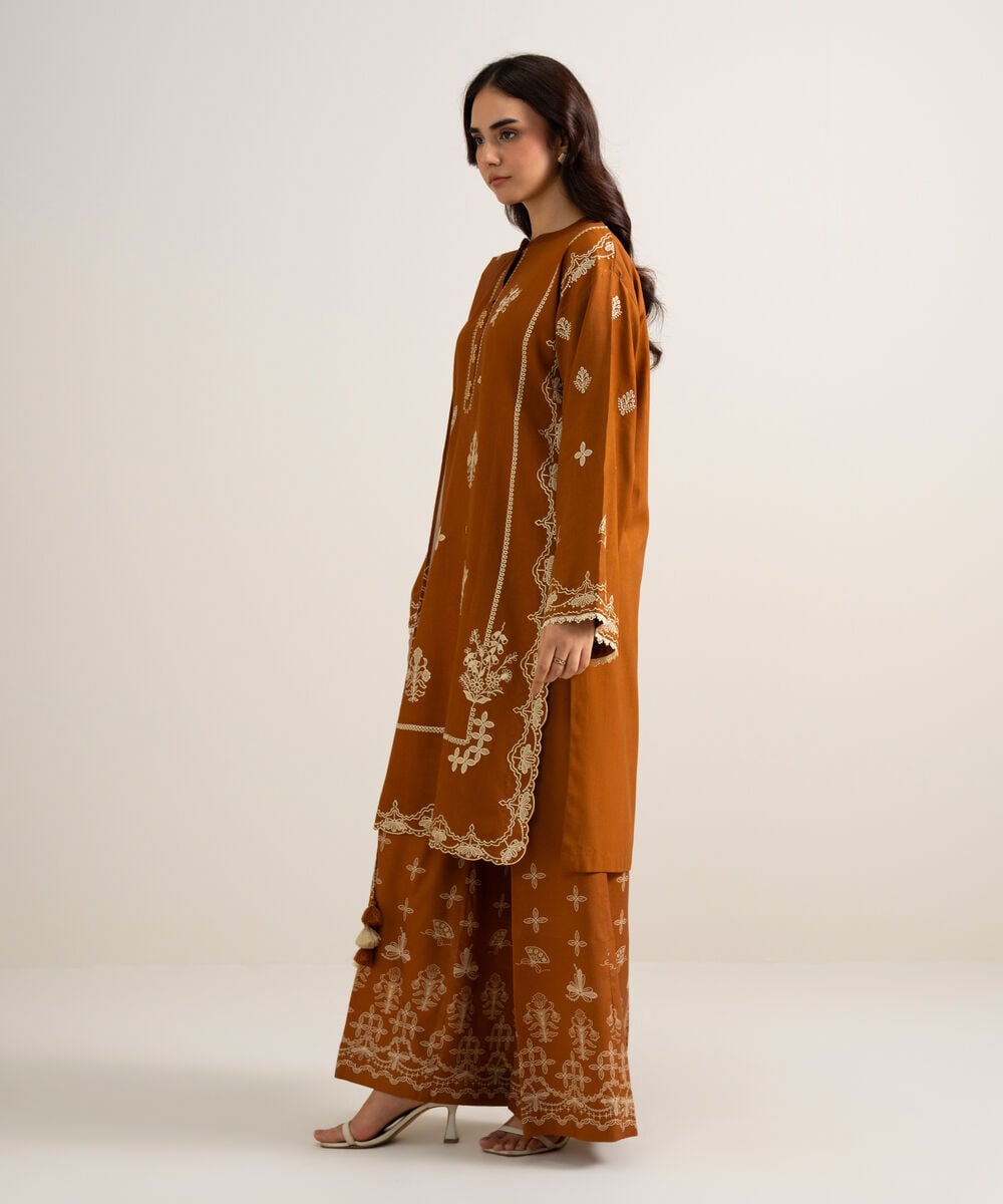 3 Piece - Embroidered Linen Suit — Sapphire view 3