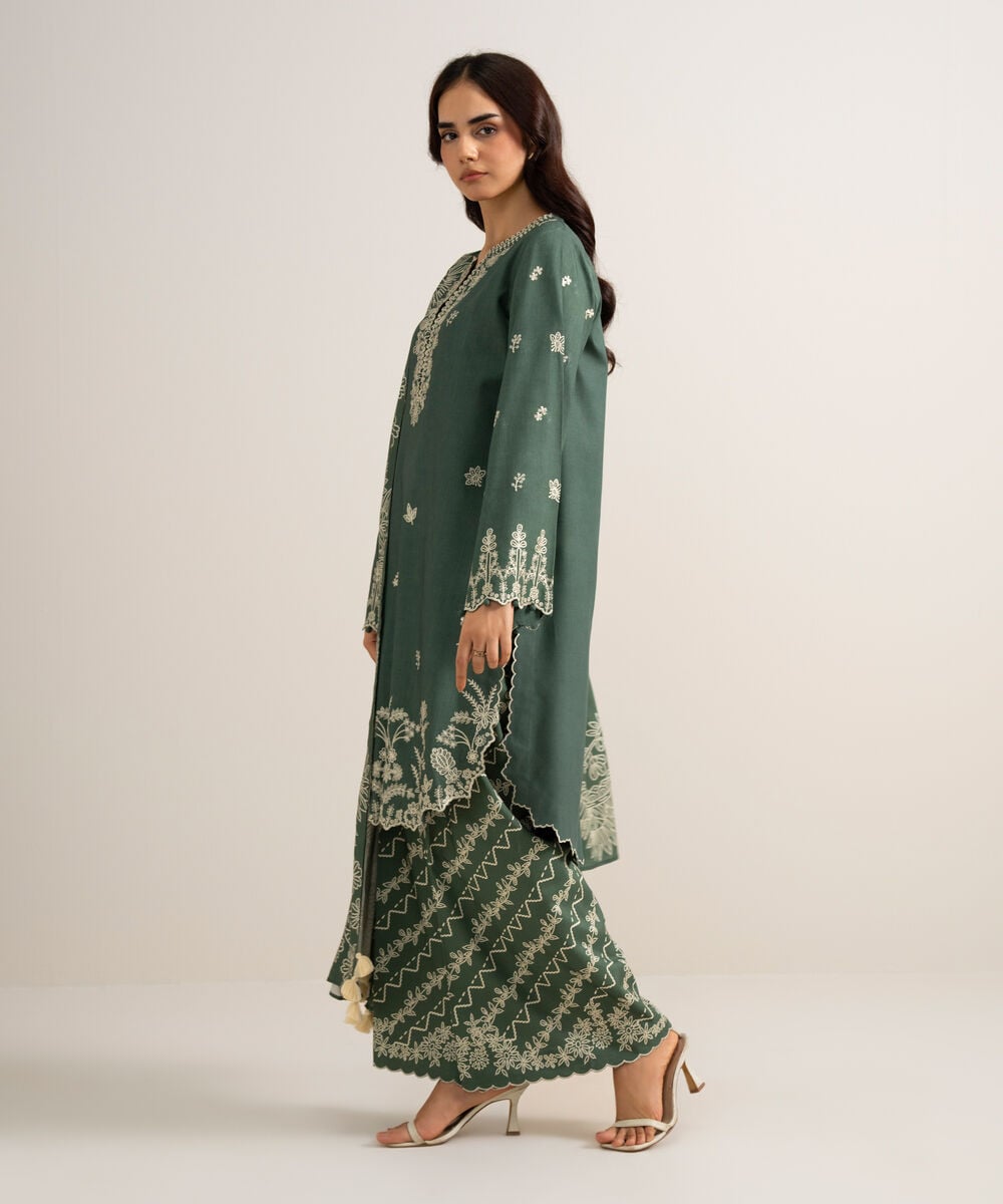 3 Piece - Embroidered Linen Suit — Sapphire view 3