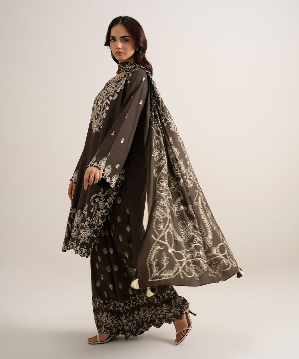 3 Piece - Embroidered Linen Suit — Sapphire view 3