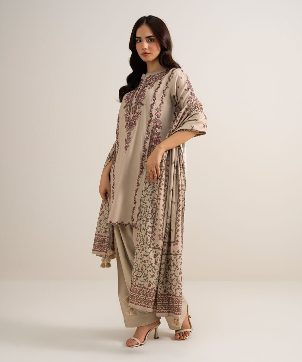 3 Piece - Embroidered Linen Suit — Sapphire view 3