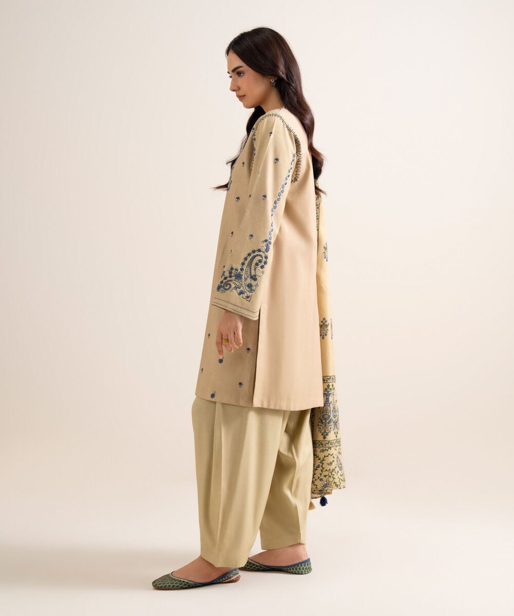 3 Piece - Embroidered Linen Suit — Sapphire view 3