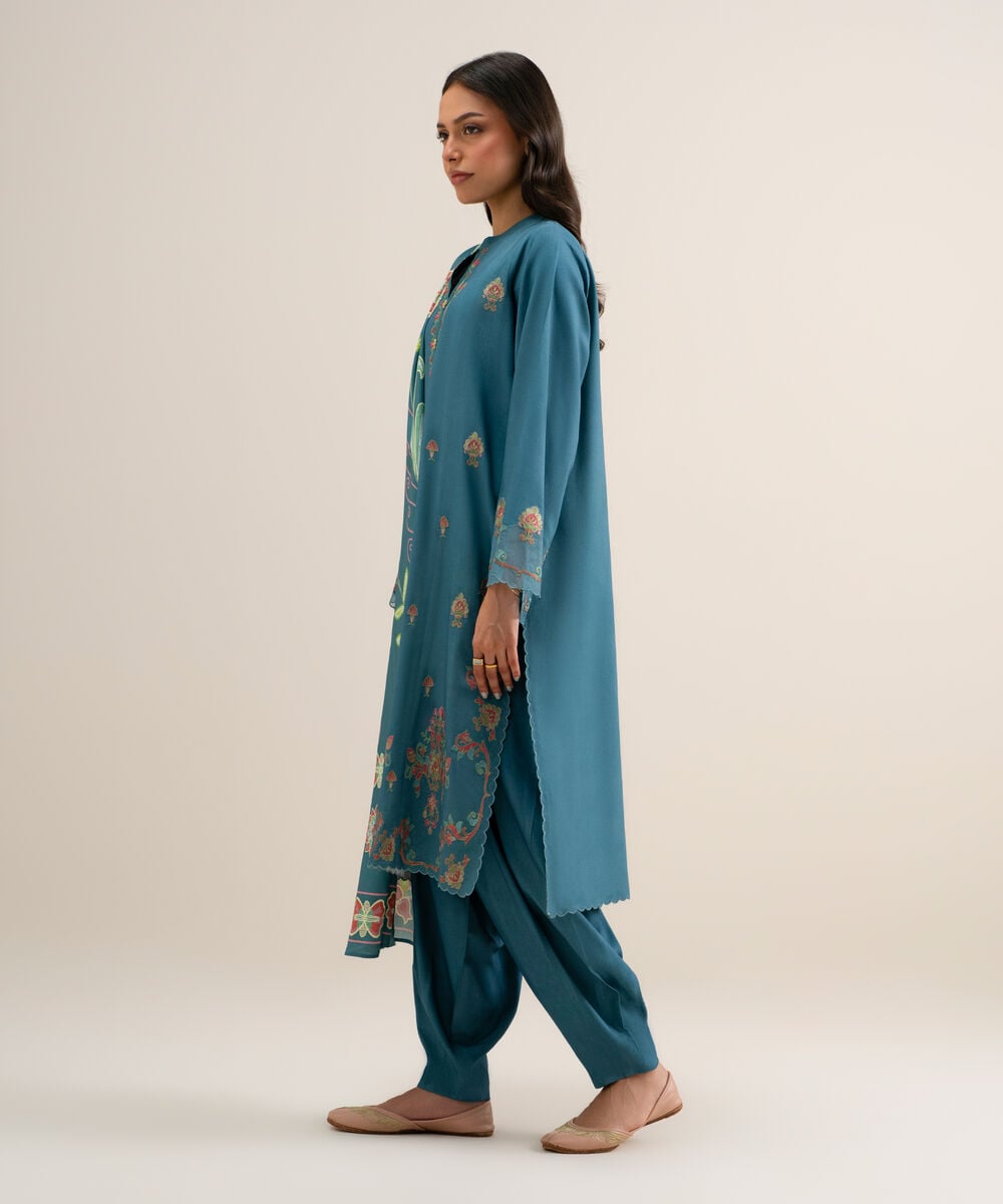 3 Piece - Embroidered Linen Suit — Sapphire view 3