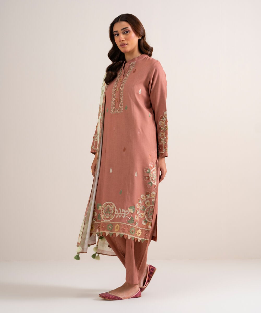 3 Piece - Embroidered Linen Suit โ Sapphire view 3