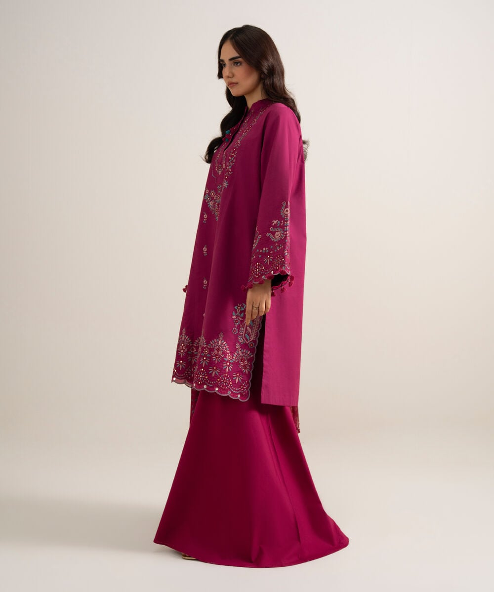 3 Piece - Embroidered Cotton Viscose Suit — Sapphire view 3