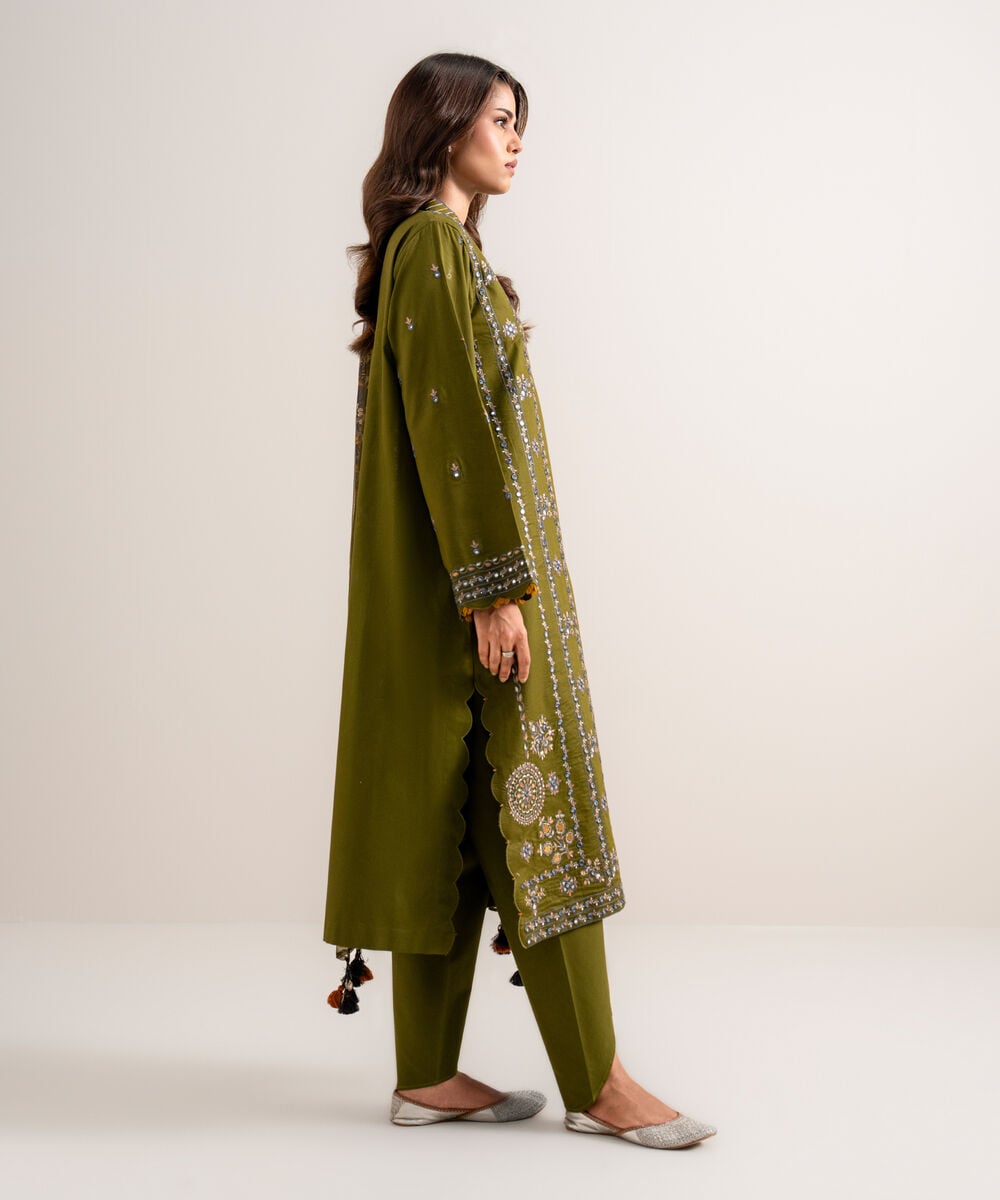 3 Piece - Embroidered Cotton Viscose Suit — Sapphire view 3
